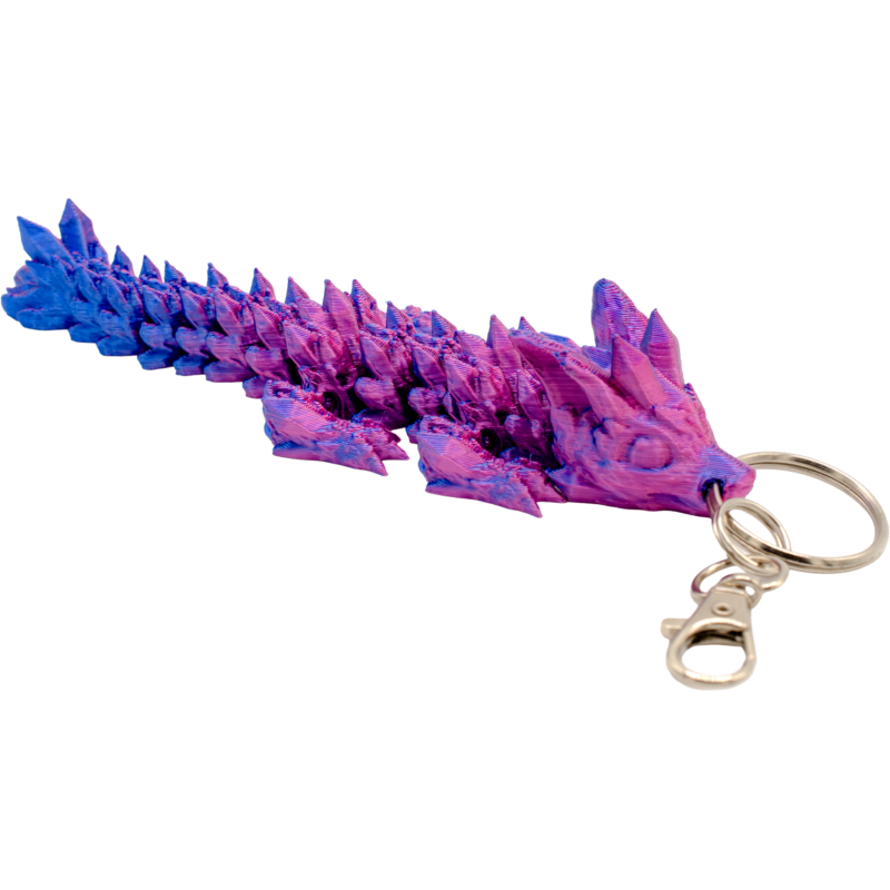 Kryształowy Smok 3D Wolf – purpurowo-niebieski brelok - 13 cm